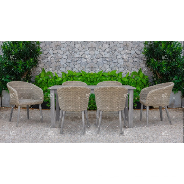 Projeto simples Poly Rattan Wicker 6 Cadeiras Set de jantar para jardim exterior Patio Wicker Furniture